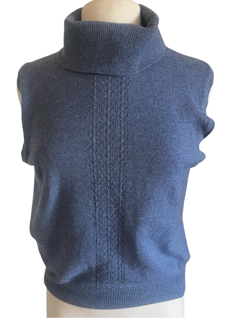 TSE Sleeveless Cowl Neck Sweater Vest in Slate Blue